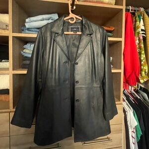 Black leather blazer